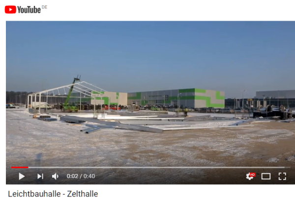 Aufbau, Fertigstellung einer Leichtbauhalle in nur drei Tagen bei minimalen Kosten