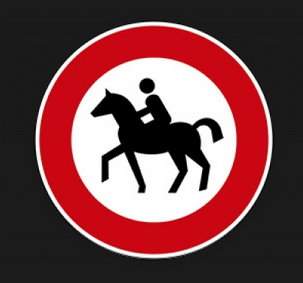 Achtung Reitverbot. Reiten verboten oder unerwünscht.